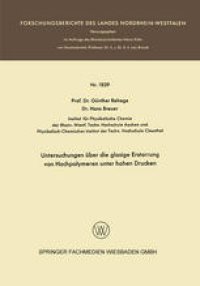 cover of the book Untersuchungen über die glasige Erstarrung von Hochpolymeren unter hohen Drucken