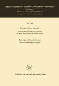 cover of the book Raumgewichtsbestimmung mit radioaktiven Isotopen