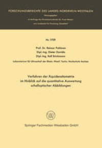 cover of the book Verfahren der Äquidensitometrie im Hinblick auf die quantitative Auswertung schalloptischer Abbildungen