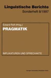 cover of the book Pragmatik: Implikaturen und Sprechakte