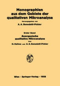 cover of the book Anorganische Qualitative Mikroanalyse