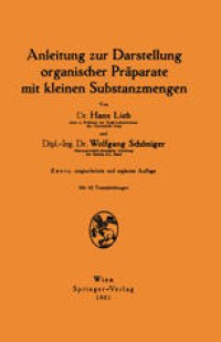 cover of the book Anleitung zur Darstellung organischer Präparate mit kleinen Substanzmengen