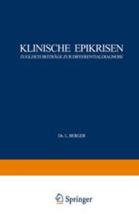 cover of the book Klinische Epikrisen: Zugleich Beiträge zur Differentialdiagnose. I. Abdominelle Krankheitszustände