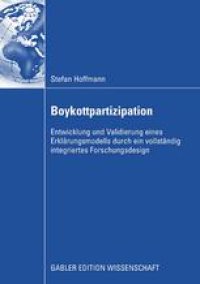 cover of the book Boykottpartizipation: Entwicklung und Validierung eines Erklärungsmodells durch ein vollständig integriertes Forschungsdesign