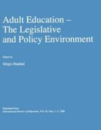 cover of the book Adult Education — The Legislative and Policy Environment