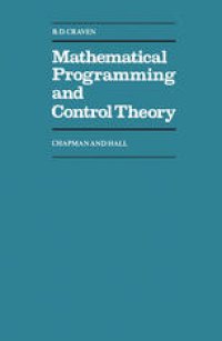 cover of the book Mathematical Programming and Control Theory