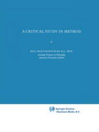 cover of the book A Critical Study in Method