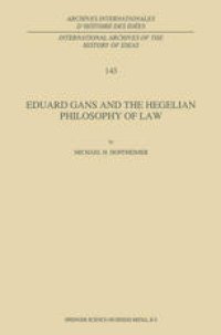 cover of the book Eduard Gans and the Hegelian Philosophy of Law