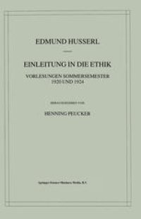 cover of the book Einleitung in die Ethik: Vorlesungen Sommersemester 1920/1924