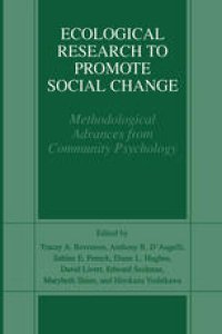 cover of the book Ecological Research to Promote Social Change: Methodological Advances from Community Psychology