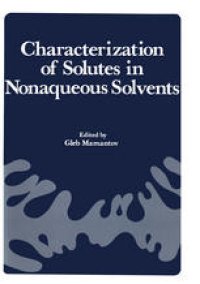 cover of the book Characterization of Solutes in Nonaqueous Solvents