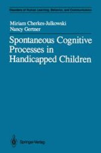 cover of the book Spontaneous Cognitive Processes in Handicapped Children