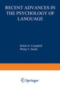 cover of the book Recent Advances in the Psychology of Language: Formal and Experimental Approaches