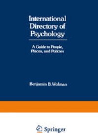 cover of the book International Directory of Psychology: A Guide to People, Places, and Policies