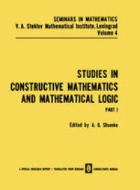 cover of the book Studies in Constructive Mathematics and Mathematical Logic: Part I