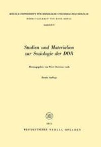 cover of the book Studien und Materialien zur Soziologie der DDR