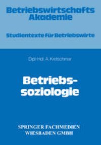 cover of the book Betriebssoziologie