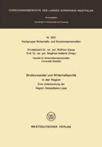 cover of the book Strukturwandel und Wirtschaftspolitik in der Region: Eine Untersuchung der Region Ostwestfalen-Lippe