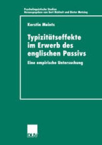 cover of the book Typizitätseffekte im Erwerb des englischen Passivs: Eine empirische Untersuchung