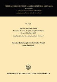 cover of the book Nervöse Belastung bei industrieller Arbeit unter Zeitdruck