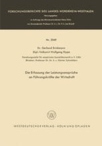 cover of the book Die Erfassung der Leistungsansprüche an Führungskräfte der Wirtschaft