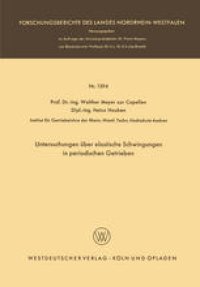 cover of the book Untersuchungen über elastische Schwingungen in periodischen Getrieben