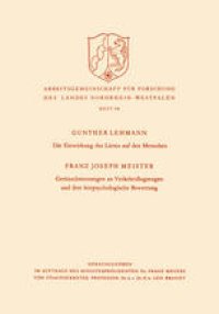 cover of the book Die Einwirkung des Lärms auf den Menschen