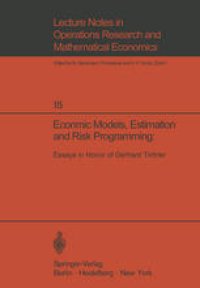 cover of the book Economic Models, Estimation and Risk Programming: Essays in Honor of Gerhard Tintner