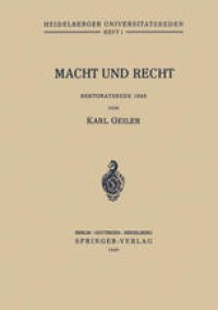 cover of the book Macht und Recht: Rektoratsrede 1948