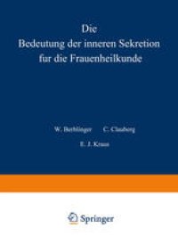 cover of the book Die Bedeutung der inneren Sekretion für die Frauenheilkunde