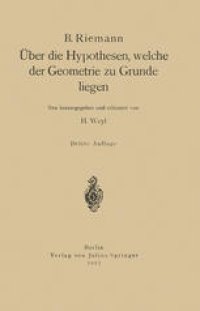 cover of the book Über die Hypothesen, welche der Geometrie zu Grunde liegen