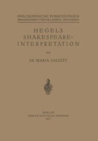 cover of the book Hegels Shakespeare- Interpretation