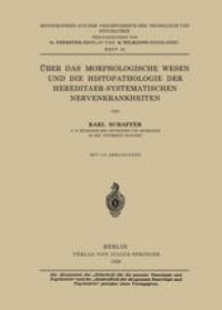 cover of the book Über das Morphologische Wesen und die Histopathologie der Hereditaer-Systematischen Nervenkrankheiten