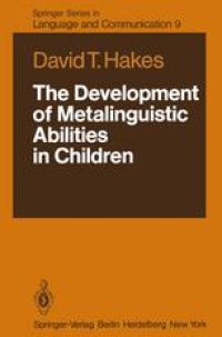 cover of the book The Development of Metalinguistic Abilities in Children