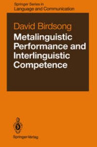 cover of the book Metalinguistic Performance and Interlinguistic Competence