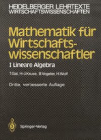 cover of the book Mathematik für Wirtschaftswissenschaftler: I Lineare Algebra