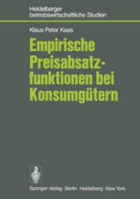 cover of the book Empirische Preisabsatzfunktionen bei Konsumgütern