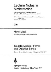 cover of the book Siegel's modular forms and dirichlet series. Course given at the University of Maryland, 1969-1970