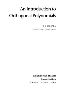 cover of the book An introduction to orthogonal polynomials