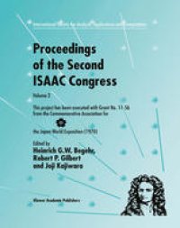 cover of the book Proceedings of the Second ISAAC Congress: Volume 2: This project has been executed with Grant No. 11–56 from the Commemorative Association for the Japan World Exposition (1970)