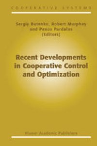 cover of the book Recent Developments in Cooperative Control and Optimization