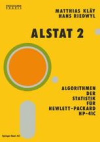 cover of the book Alstat 2 Algorithmen der Statistik für Hewlett-Packard HP-41C