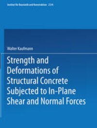 cover of the book Strength and Deformations of Structural Concrete Subjected to In-Plane Shear and Normal Forces