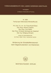 cover of the book Minderung der Schadstoffemissionen beim Gegendrucksintern von Eisenerzen