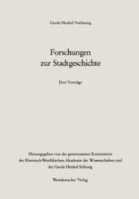 cover of the book Forschungen zur Stadtgeschichte