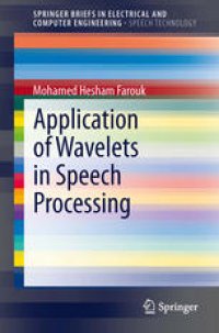 cover of the book Application of Wavelets in Speech Processing