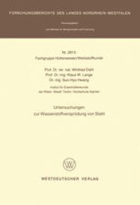 cover of the book Untersuchungen zur Wasserstoffversprödung von Stahl