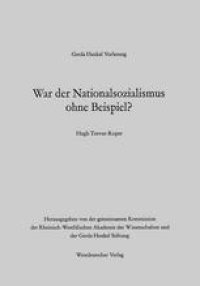 cover of the book War der Nationalsozialismus ohne Beispiel?