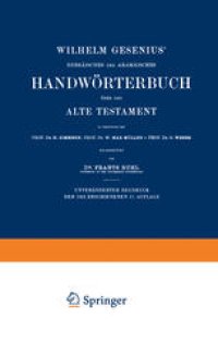 cover of the book Wilhelm Gesenius’ Hebräisches und Aramäisches Handwörterbuch Über Das Alte Testament