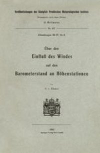 cover of the book Über den Einfluß des Windes auf den Barometerstand an Höhenstationen